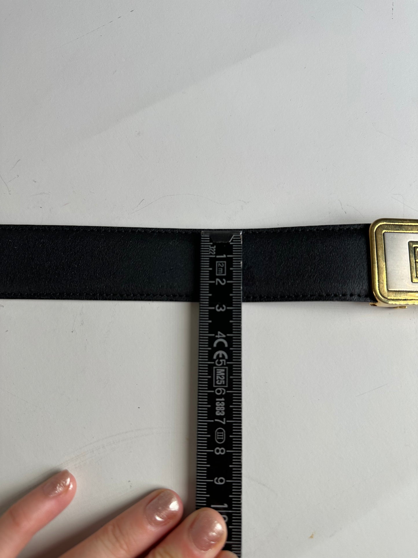 Vintage Givenchy Leather Belt Black Gold-Tone Buckle