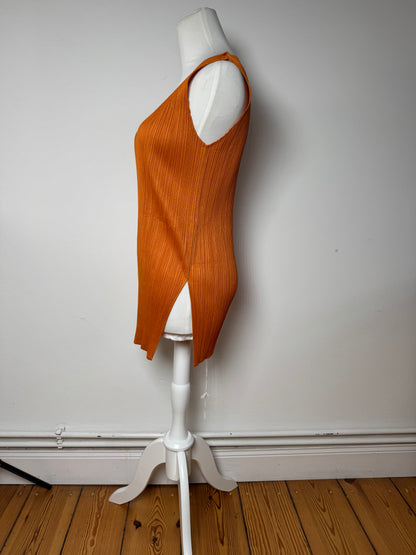 Vintage Issey Miyake Pleats Please Plissee Shirt Dress Orange M
