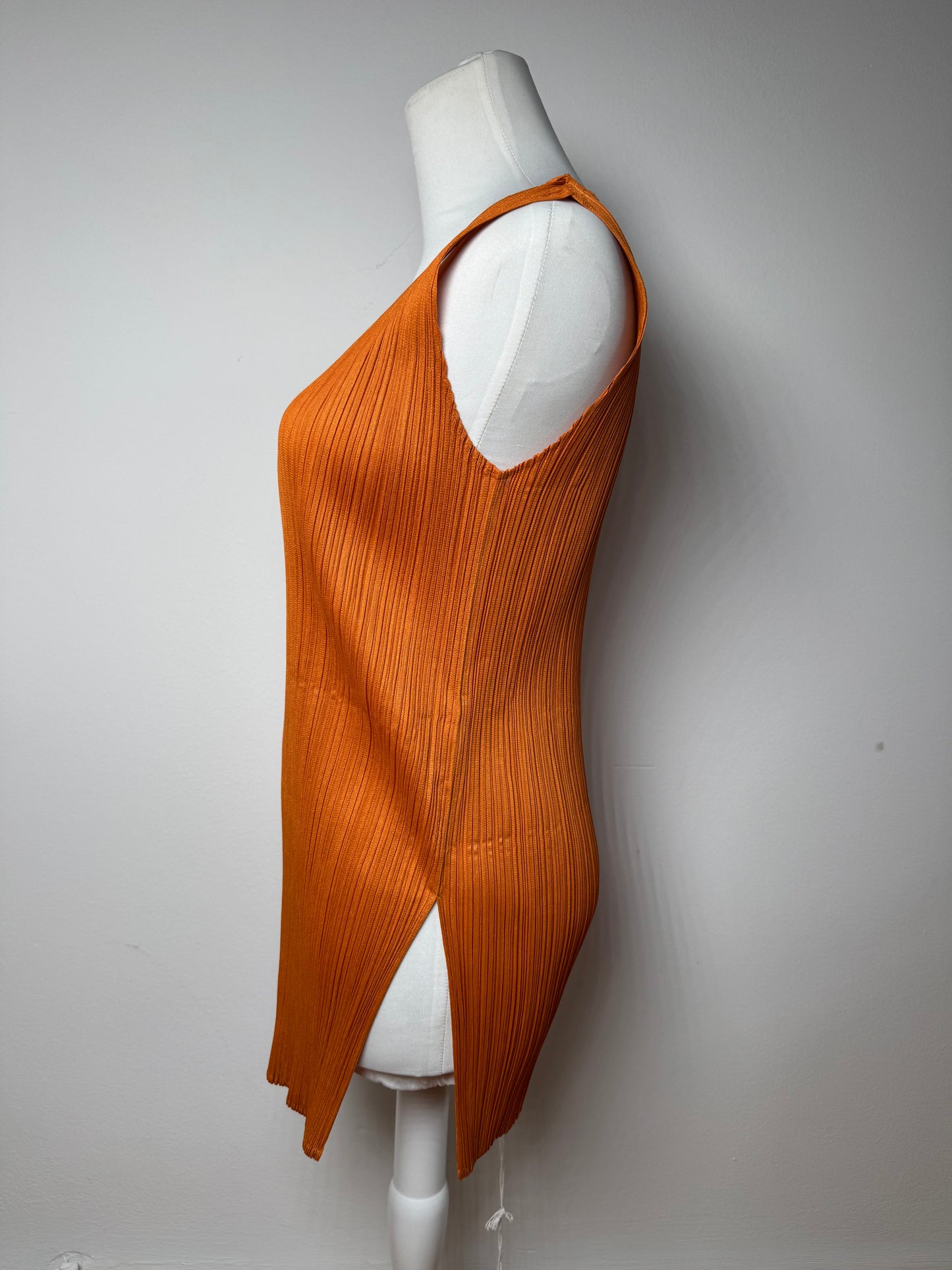 Vintage Issey Miyake Pleats Please Plissee Shirt Dress Orange M