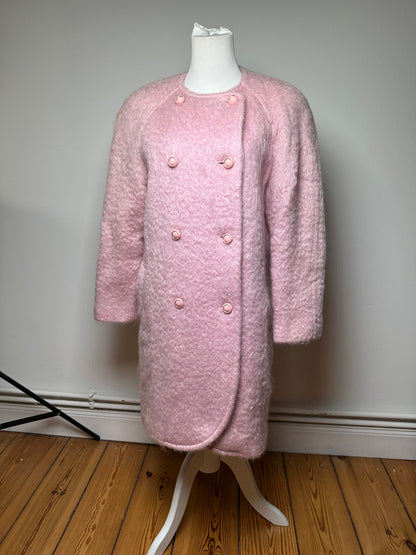 Vintage Courreges Fake Fur Coat Pink L
