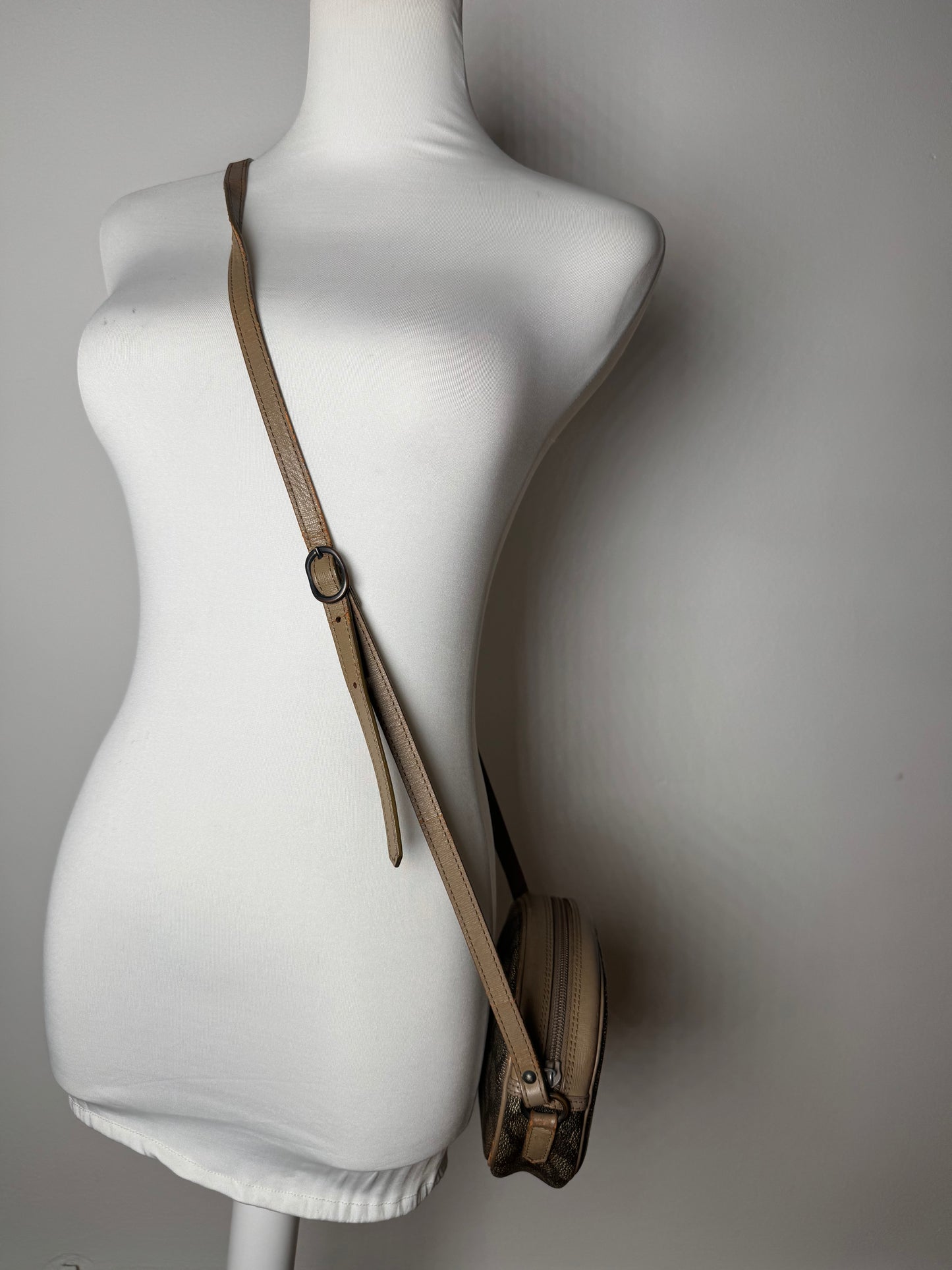Vintage Yves Saint Laurent Leather Crossbody Shoulder Bag grey Brown black