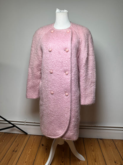 Vintage Courreges Fake Fur Coat Pink L
