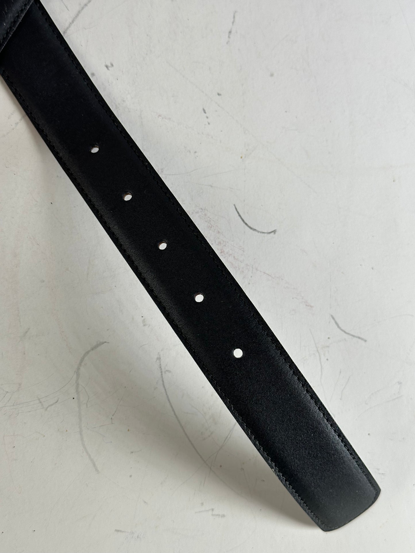 Vintage Givenchy Leather Belt Black Gold-Tone Buckle