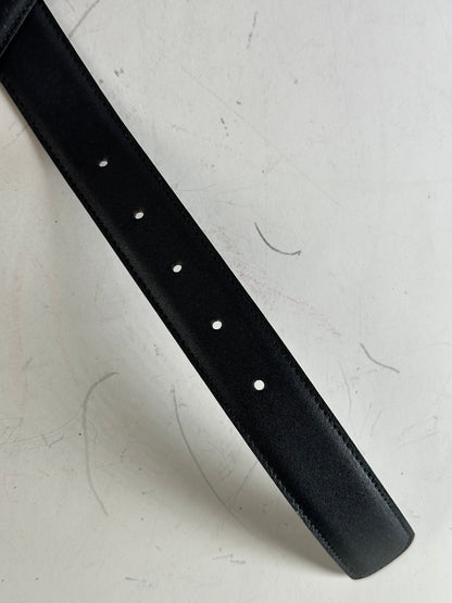 Vintage Givenchy Leather Belt Black Gold-Tone Buckle