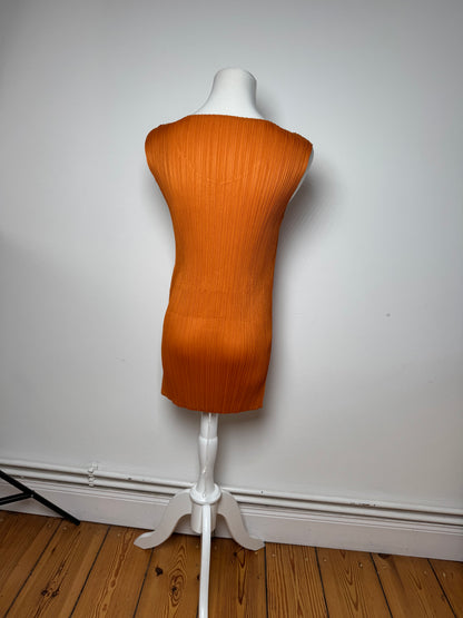 Vintage Issey Miyake Pleats Please Plissee Shirt Dress Orange M