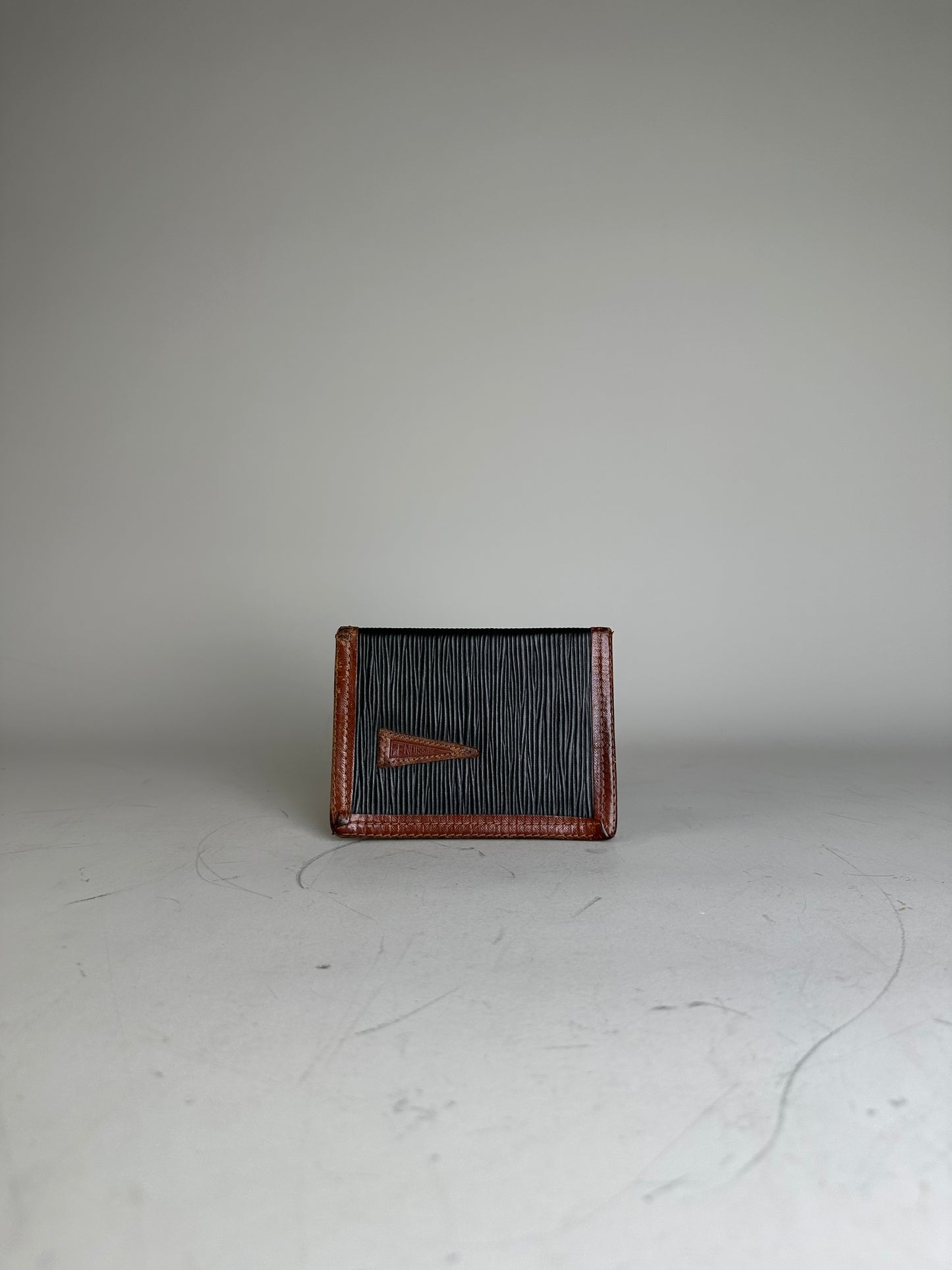 Vintage Fendi Textured Leather Card Holder Black Brown