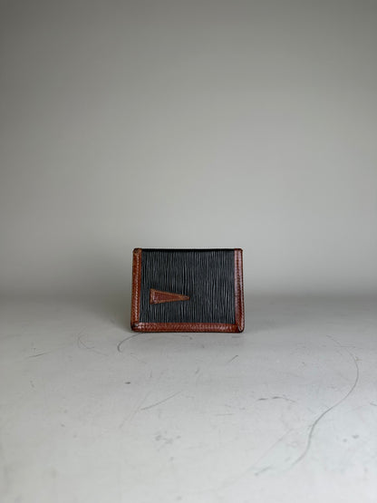 Vintage Fendi Textured Leather Card Holder Black Brown