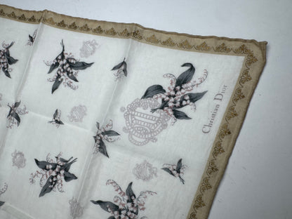 Vintage Dior Floral Logo Scarf White