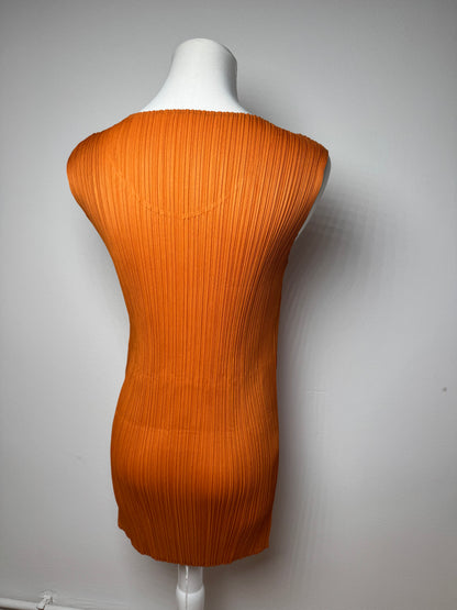 Vintage Issey Miyake Pleats Please Plissee Shirt Dress Orange M