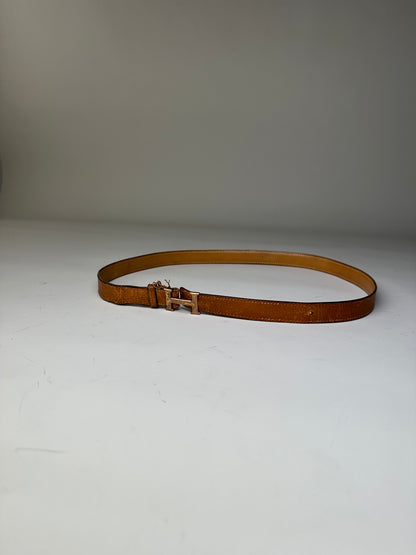 Vintage Hermes Leather Belt Tan Caramel Gold Buckle