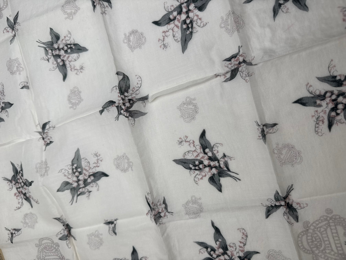 Vintage Dior Floral Logo Scarf White