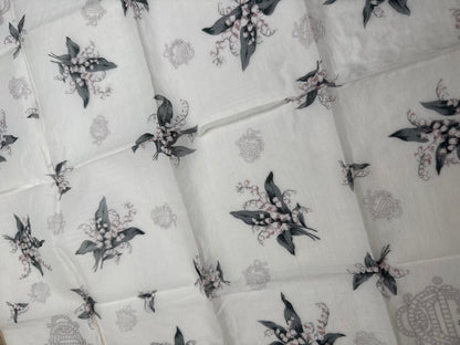 Vintage Dior Floral Logo Scarf White