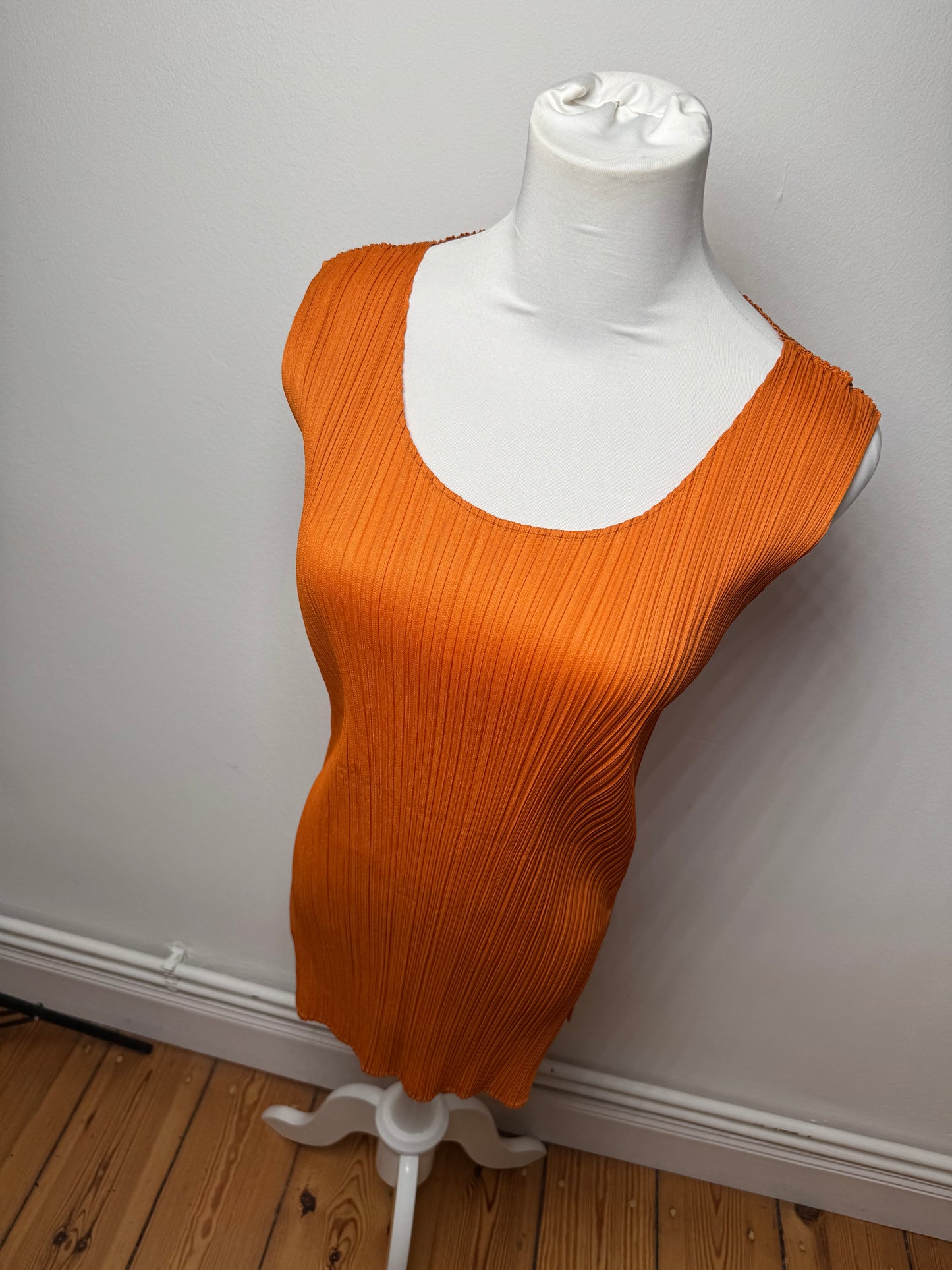 Vintage Issey Miyake Pleats Please Plissee Shirt Dress Orange M