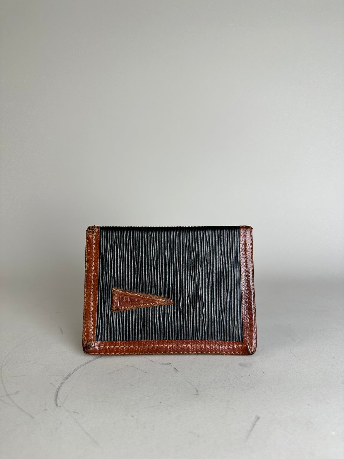 Vintage Fendi Textured Leather Card Holder Black Brown