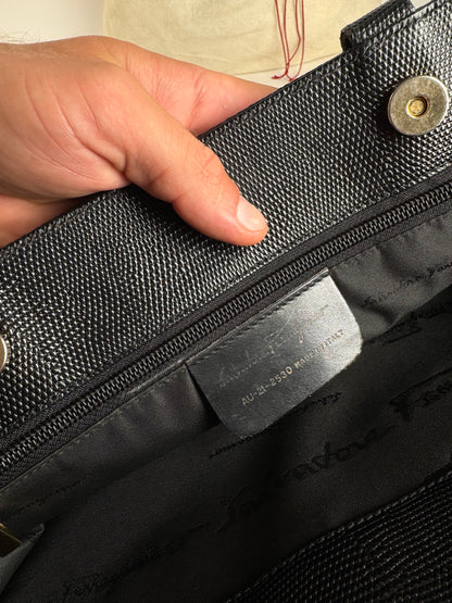 Sac vintage en cuir noir Salvatore Ferragamo