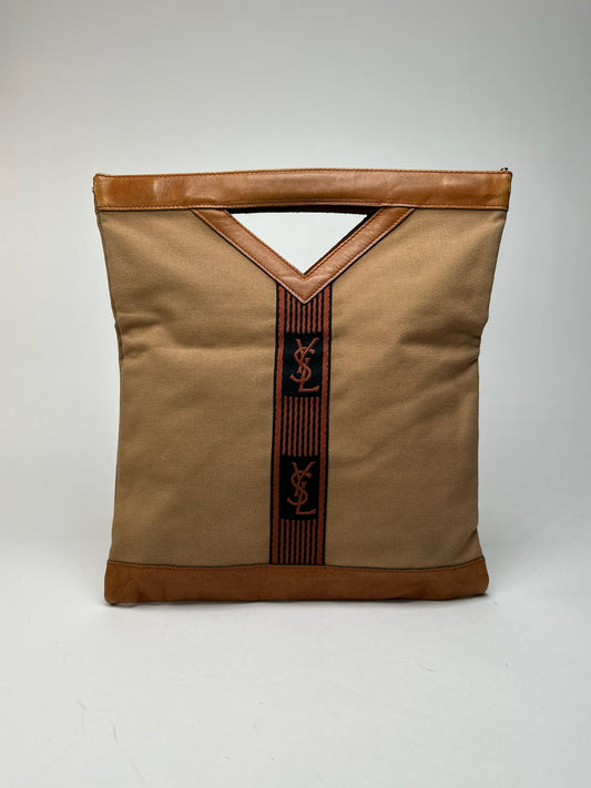 Sac cabas vintage Ysl beige orange