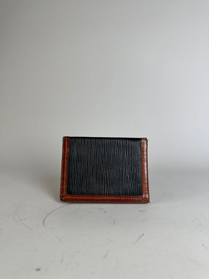 Vintage Fendi Textured Leather Card Holder Black Brown