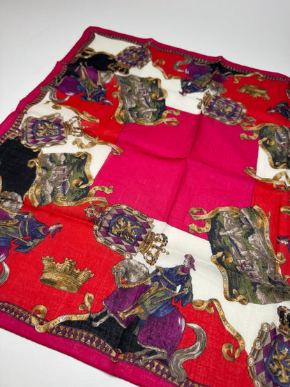 Vintage Celine Paris Scarf Red White Gold
