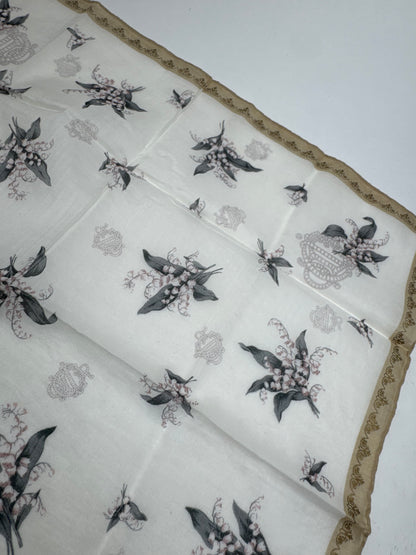 Vintage Dior Floral Logo Scarf White