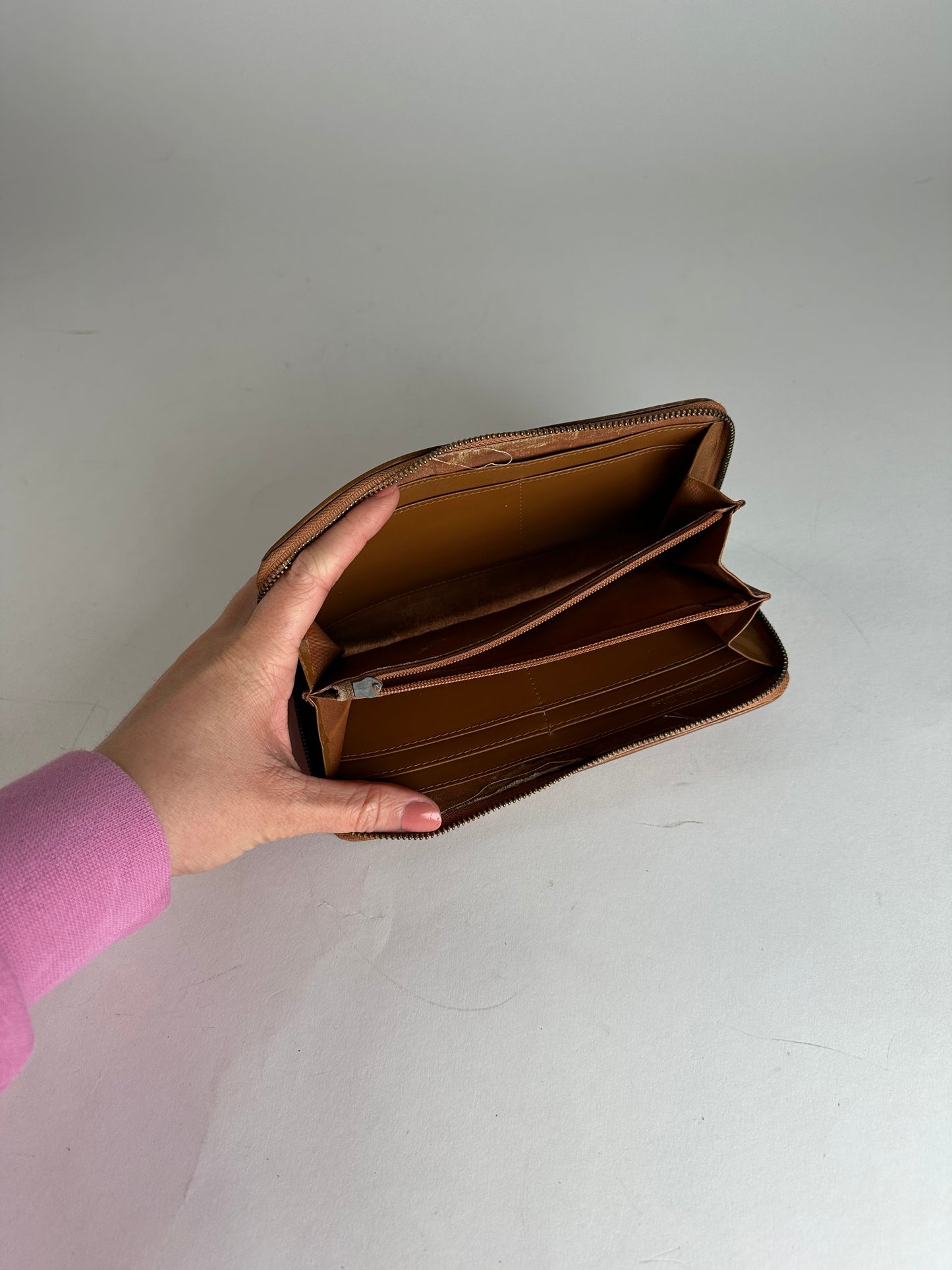 Vintage Dior Long Zippy Wallet Red Brown