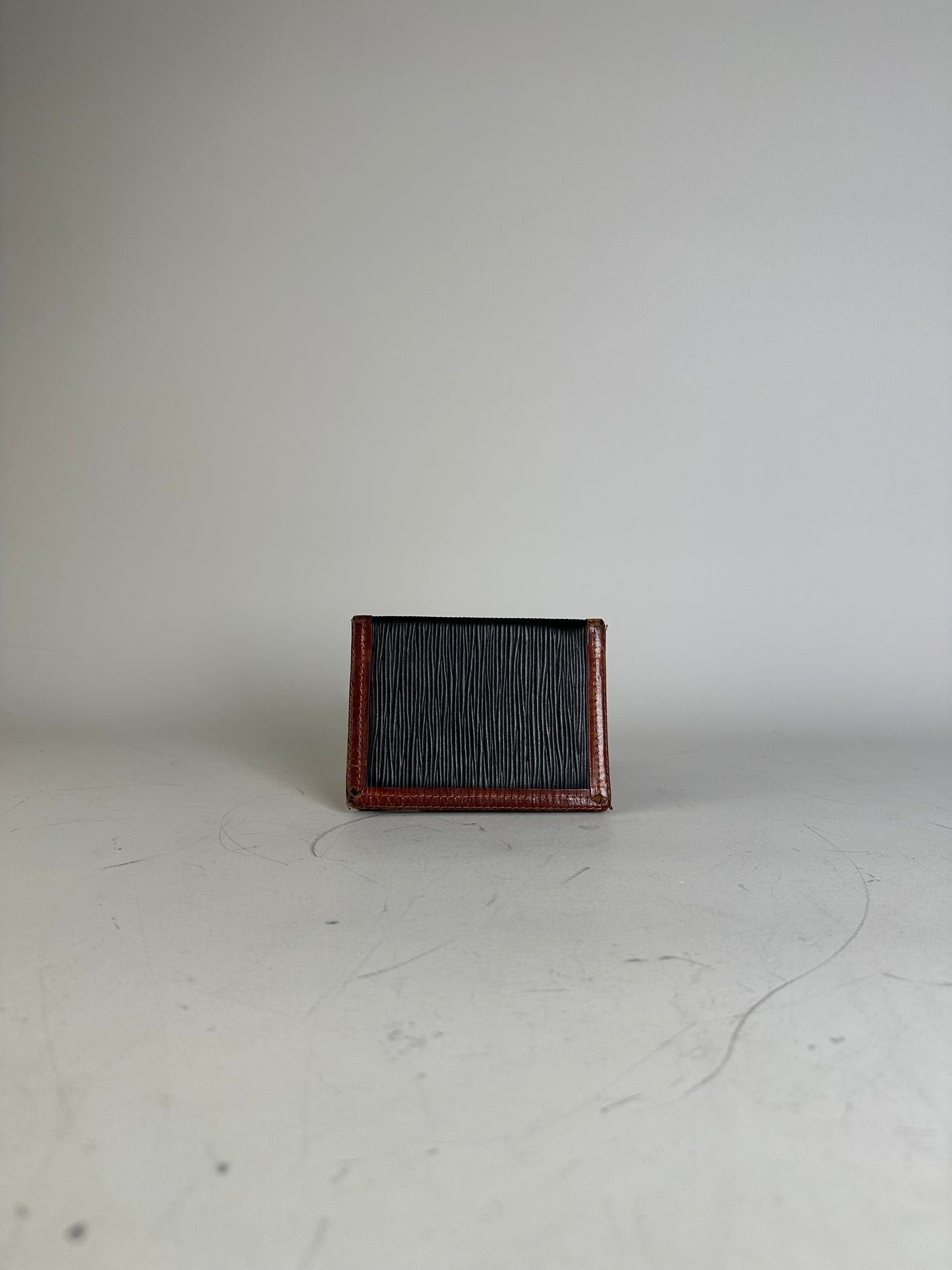 Vintage Fendi Textured Leather Card Holder Black Brown