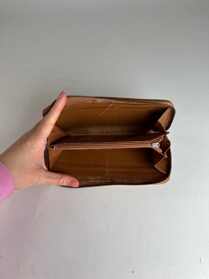 Vintage Dior Long Zippy Wallet Red Brown