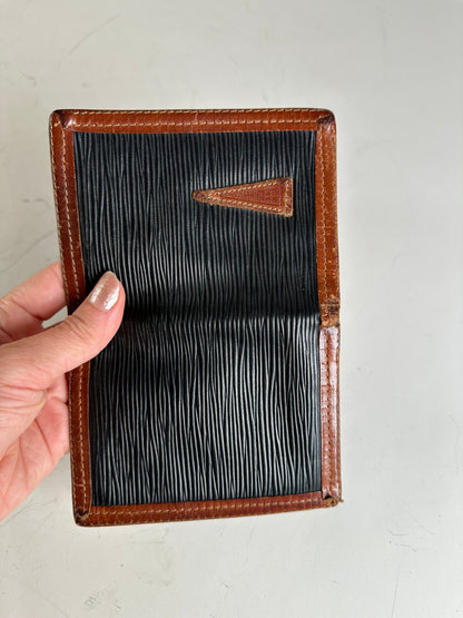 Vintage Fendi Textured Leather Card Holder Black Brown