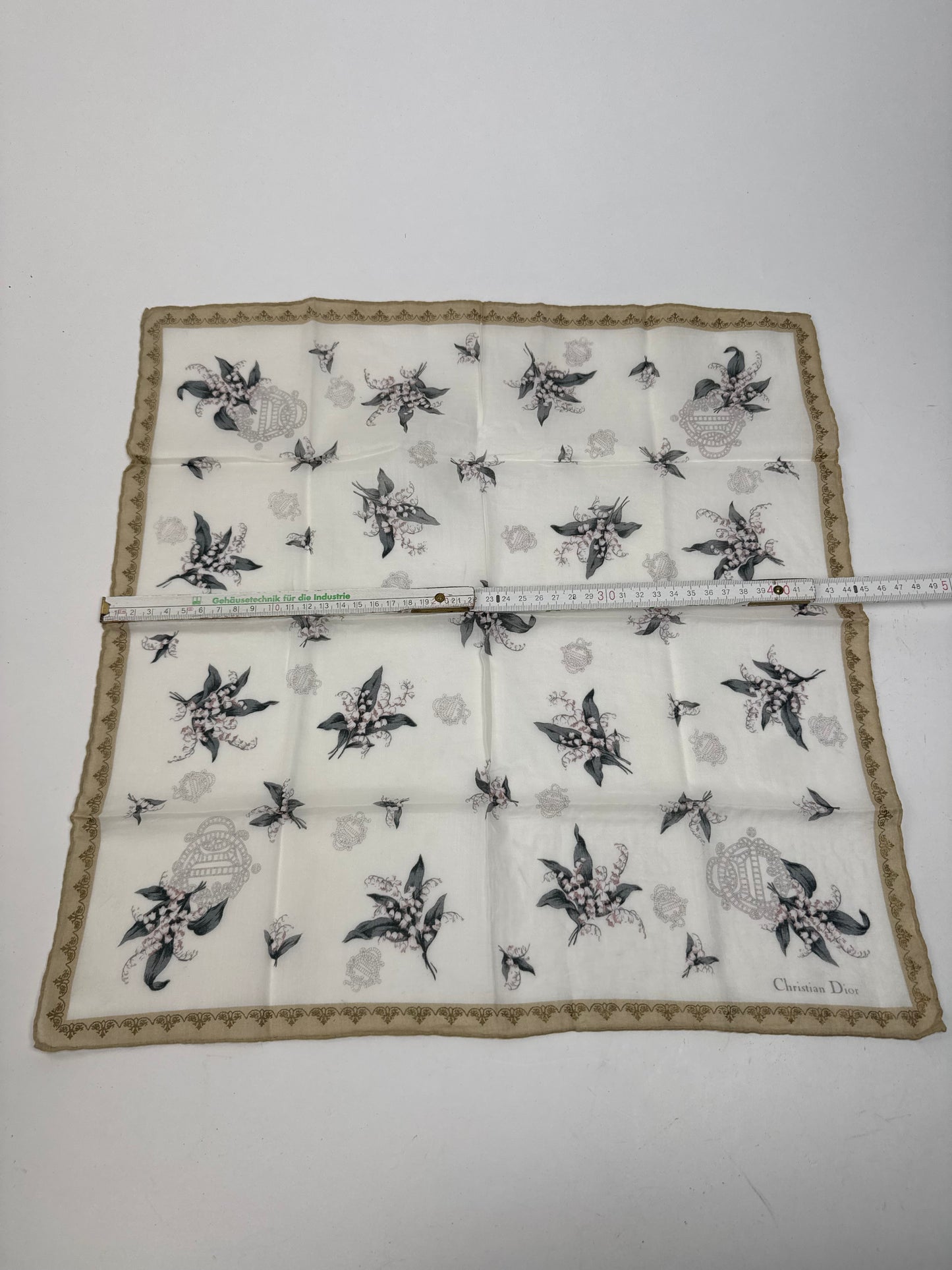 Vintage Dior Floral Logo Scarf White