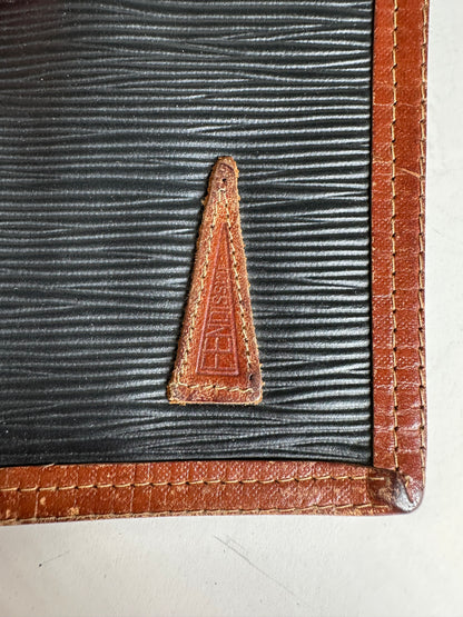 Vintage Fendi Textured Leather Card Holder Black Brown
