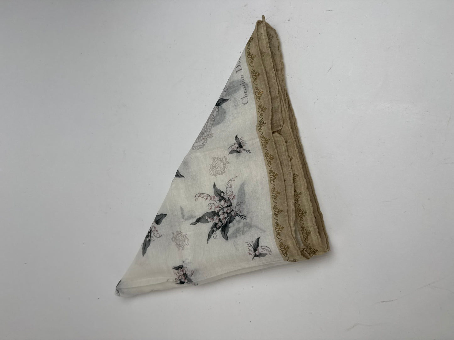 Vintage Dior Floral Logo Scarf White