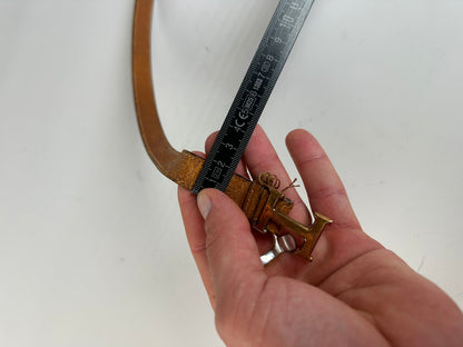 Vintage Hermes Leather Belt Tan Caramel Gold Buckle