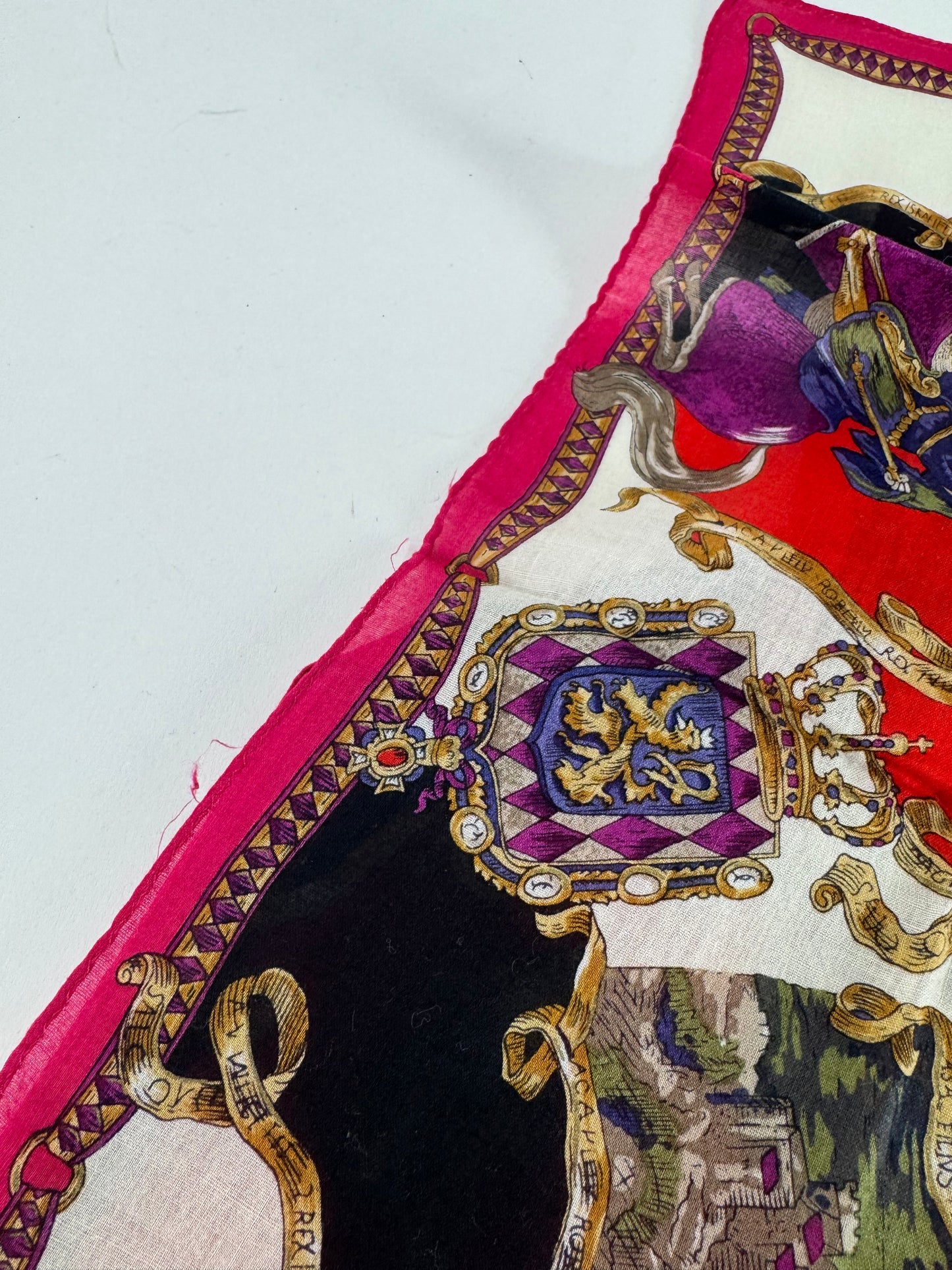 Vintage Celine Paris Scarf Red White Gold
