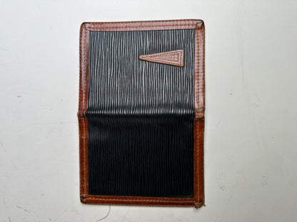 Vintage Fendi Textured Leather Card Holder Black Brown