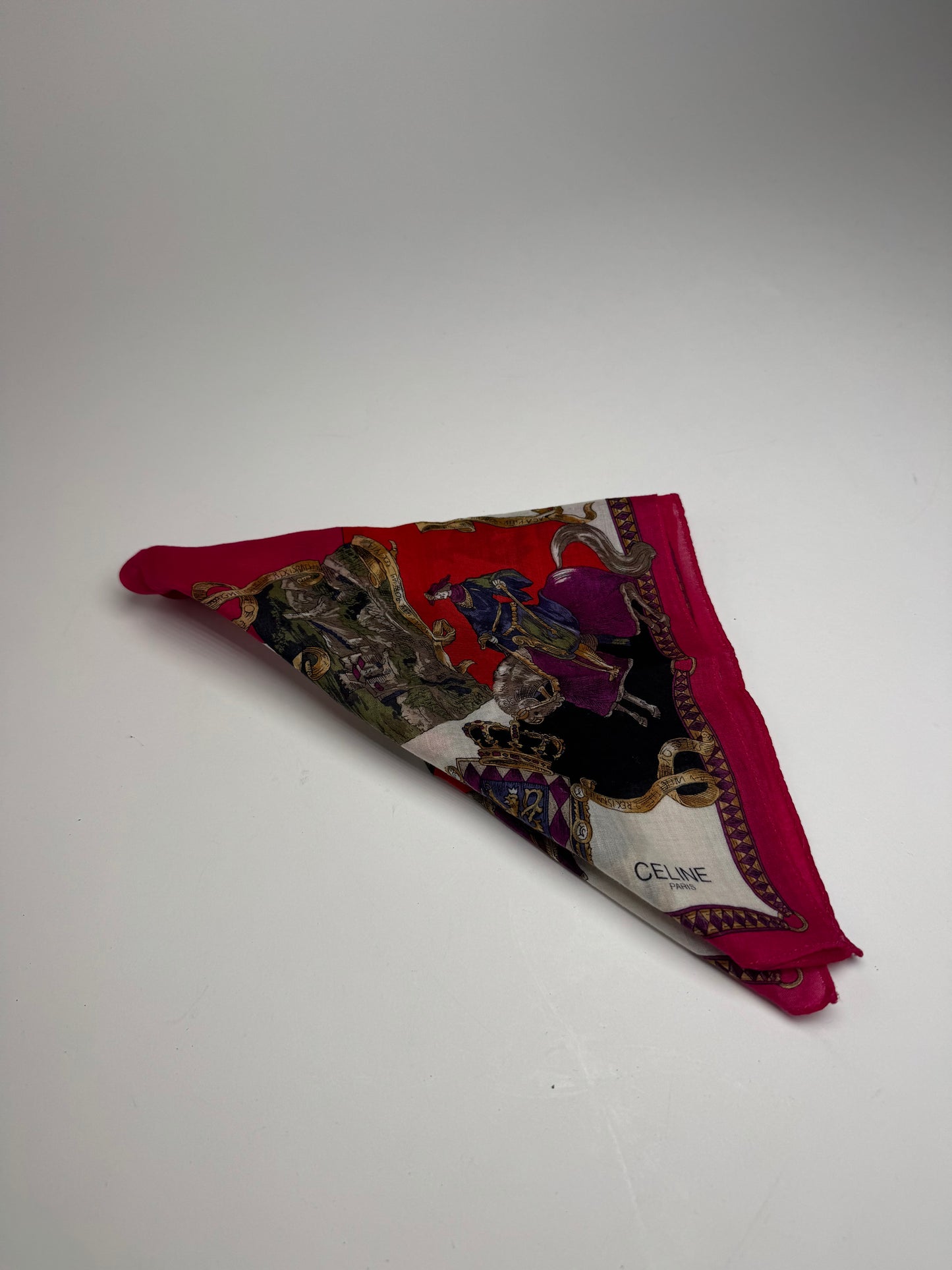 Vintage Celine Paris Scarf Red White Gold