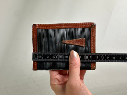 Vintage Fendi Textured Leather Card Holder Black Brown