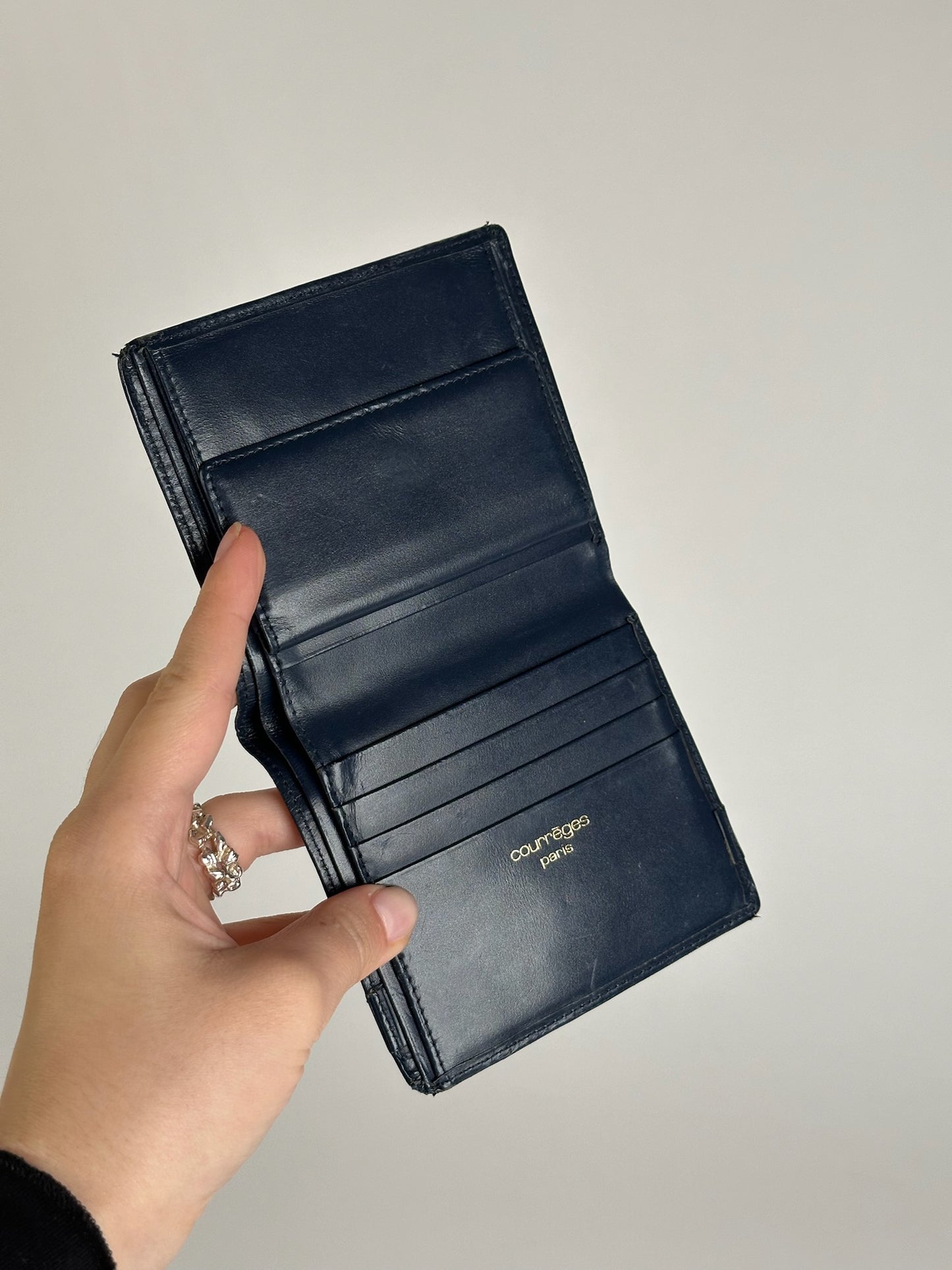 Vintage Courreges Leather Wallet Navy