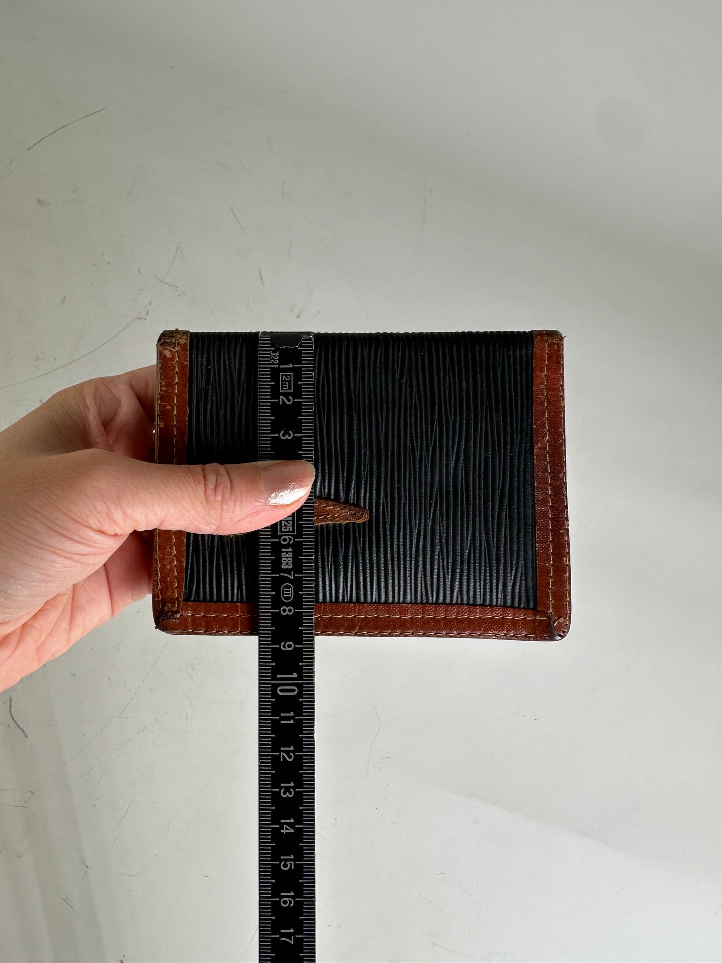 Vintage Fendi Textured Leather Card Holder Black Brown
