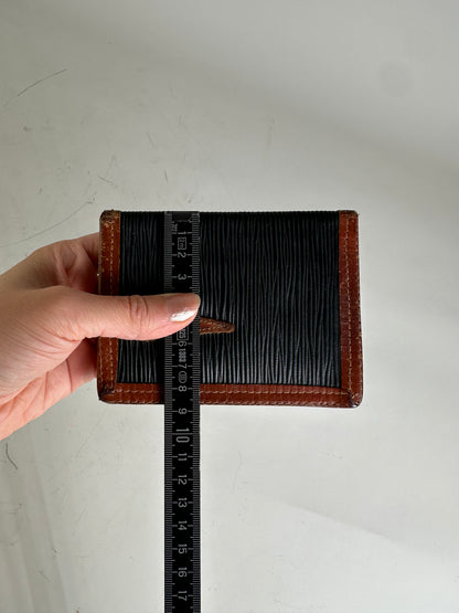 Vintage Fendi Textured Leather Card Holder Black Brown