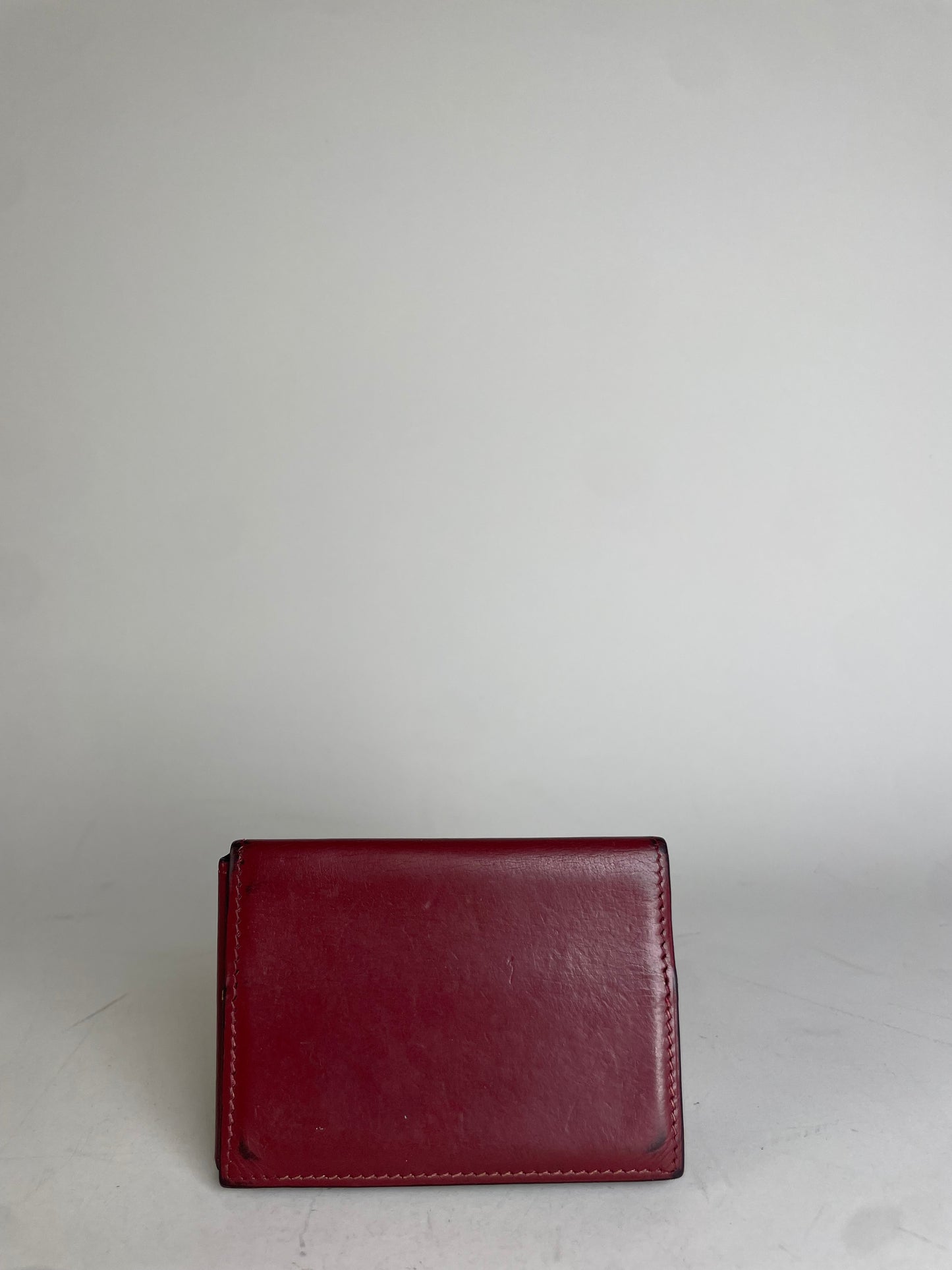 Vintage Hermes Leather Card Holder Red