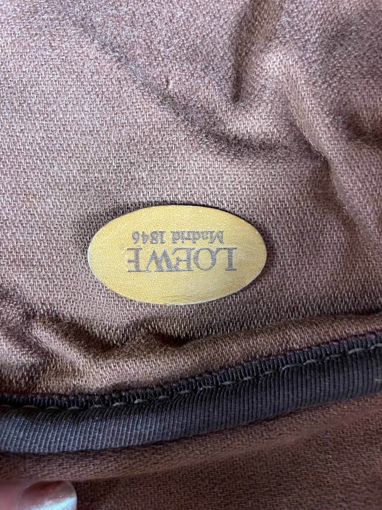 Vintage Loewe Monogram Canvas Shoulder Bag Brown Tan