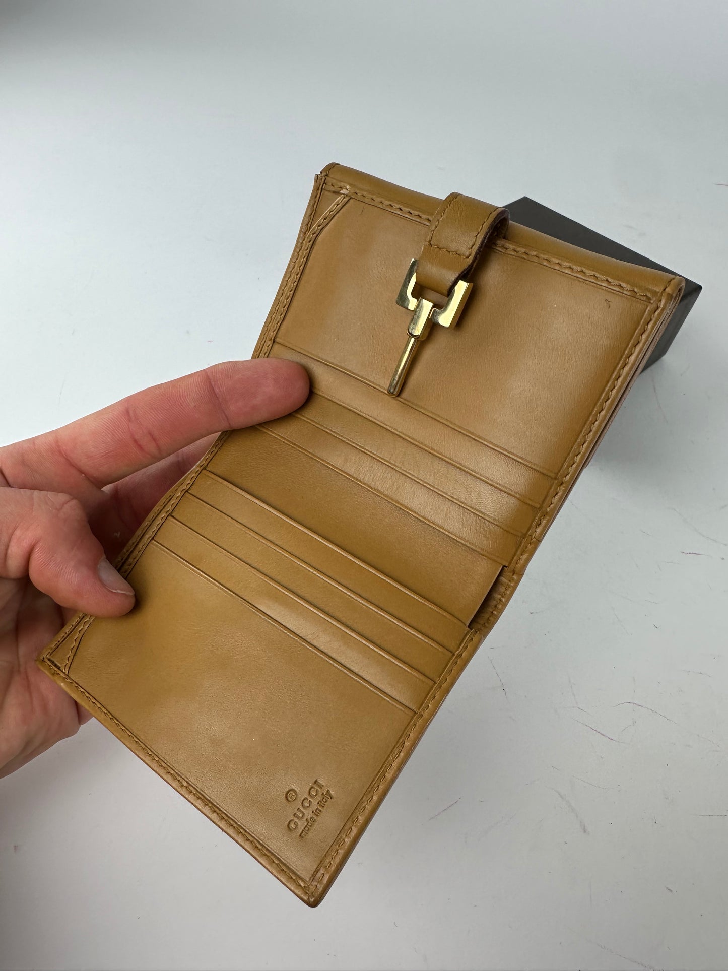 Vintage Gucci Jackie Suede Leather Wallet Pink Beige