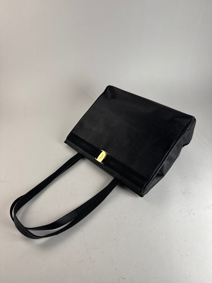 Sac vintage en cuir noir Salvatore Ferragamo