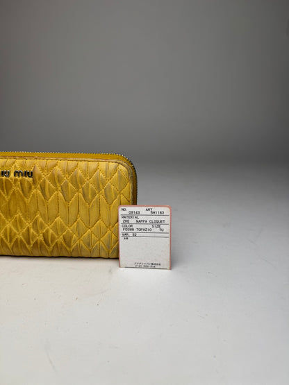 Vintage Miu Miu Metallasse Leather Wallet Yellow