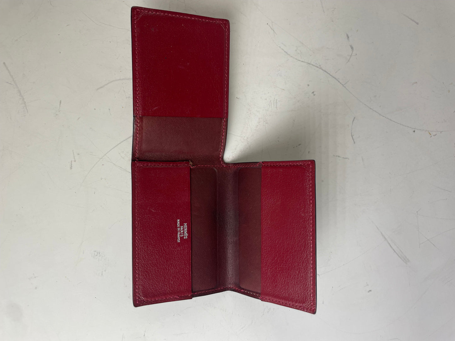 Vintage Hermes Leather Card Holder Red