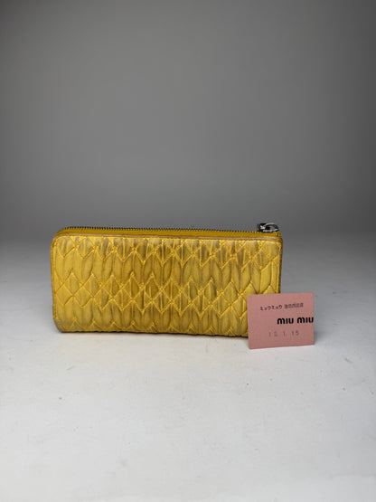Vintage Miu Miu Metallasse Leather Wallet Yellow