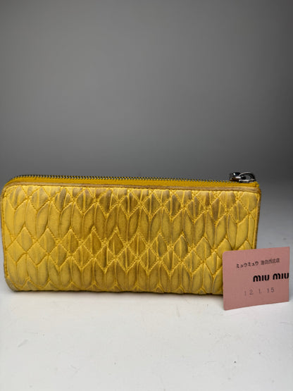 Vintage Miu Miu Metallasse Leather Wallet Yellow
