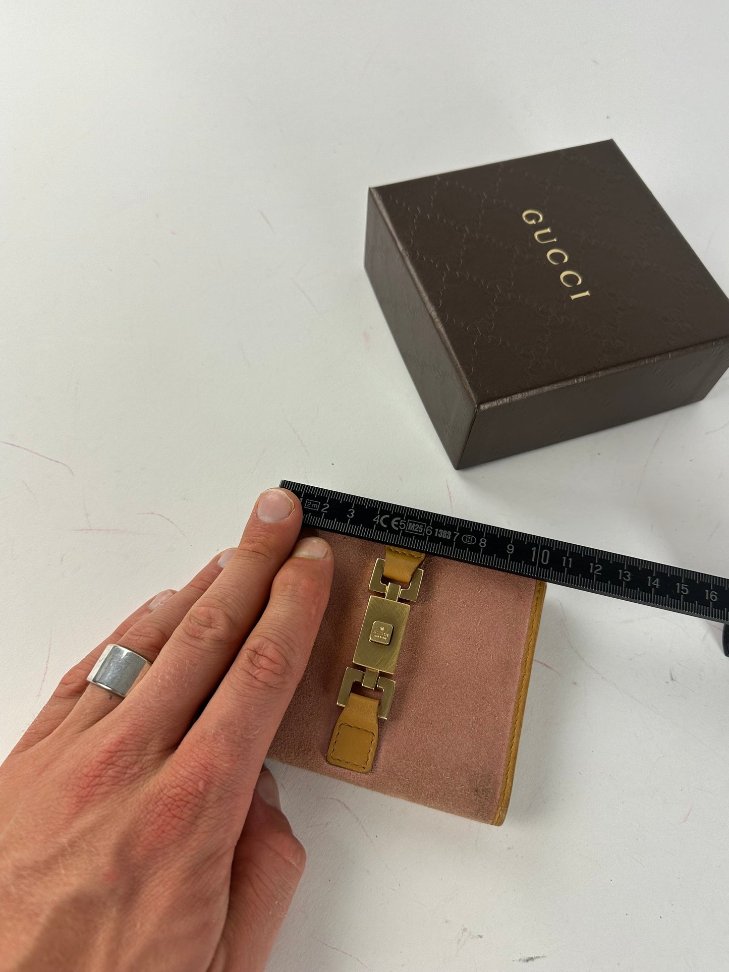 Vintage Gucci Jackie Suede Leather Wallet Pink Beige