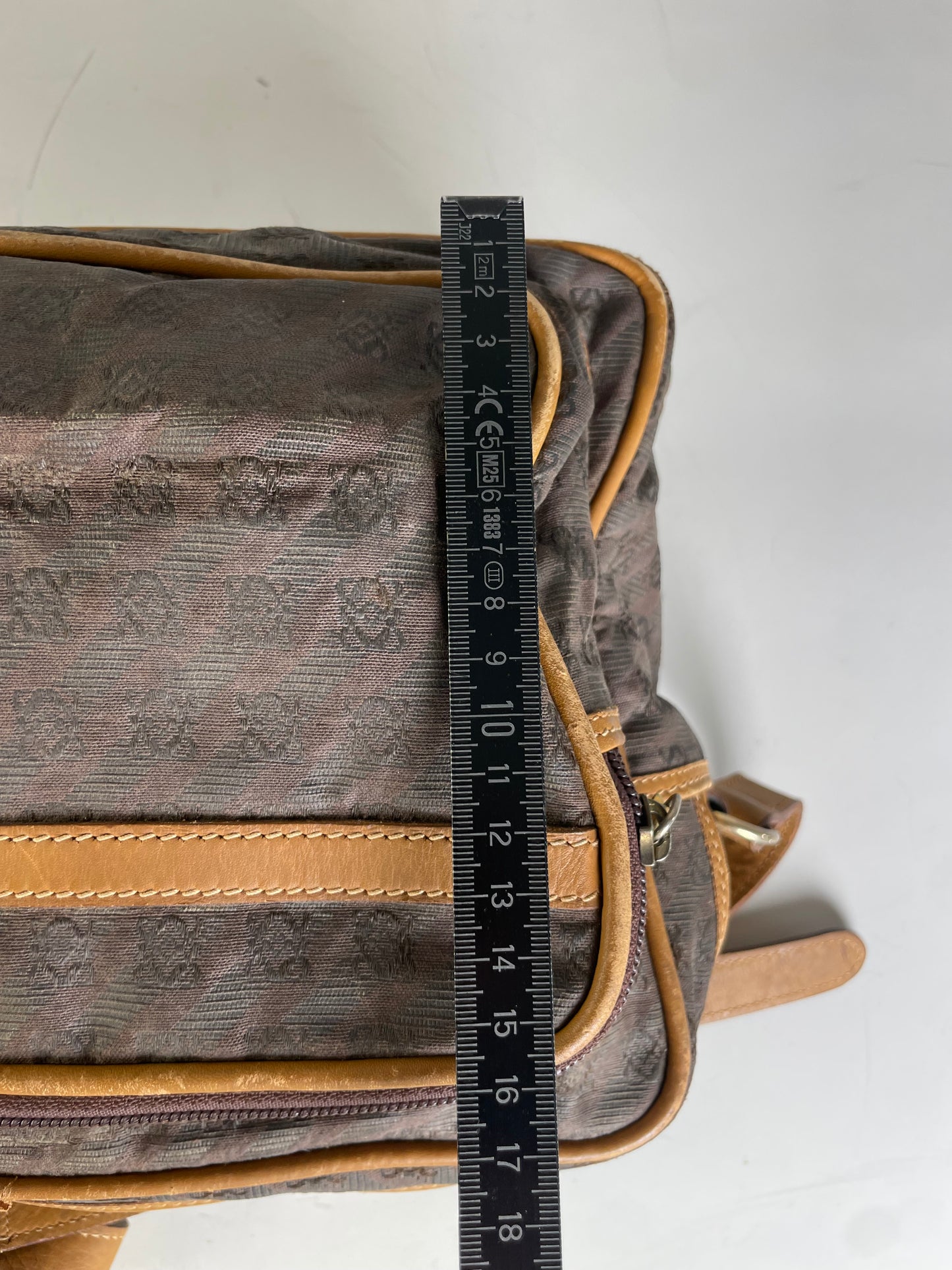 Vintage Loewe Monogram Canvas Shoulder Bag Brown Tan