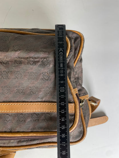 Vintage Loewe Monogram Canvas Shoulder Bag Brown Tan
