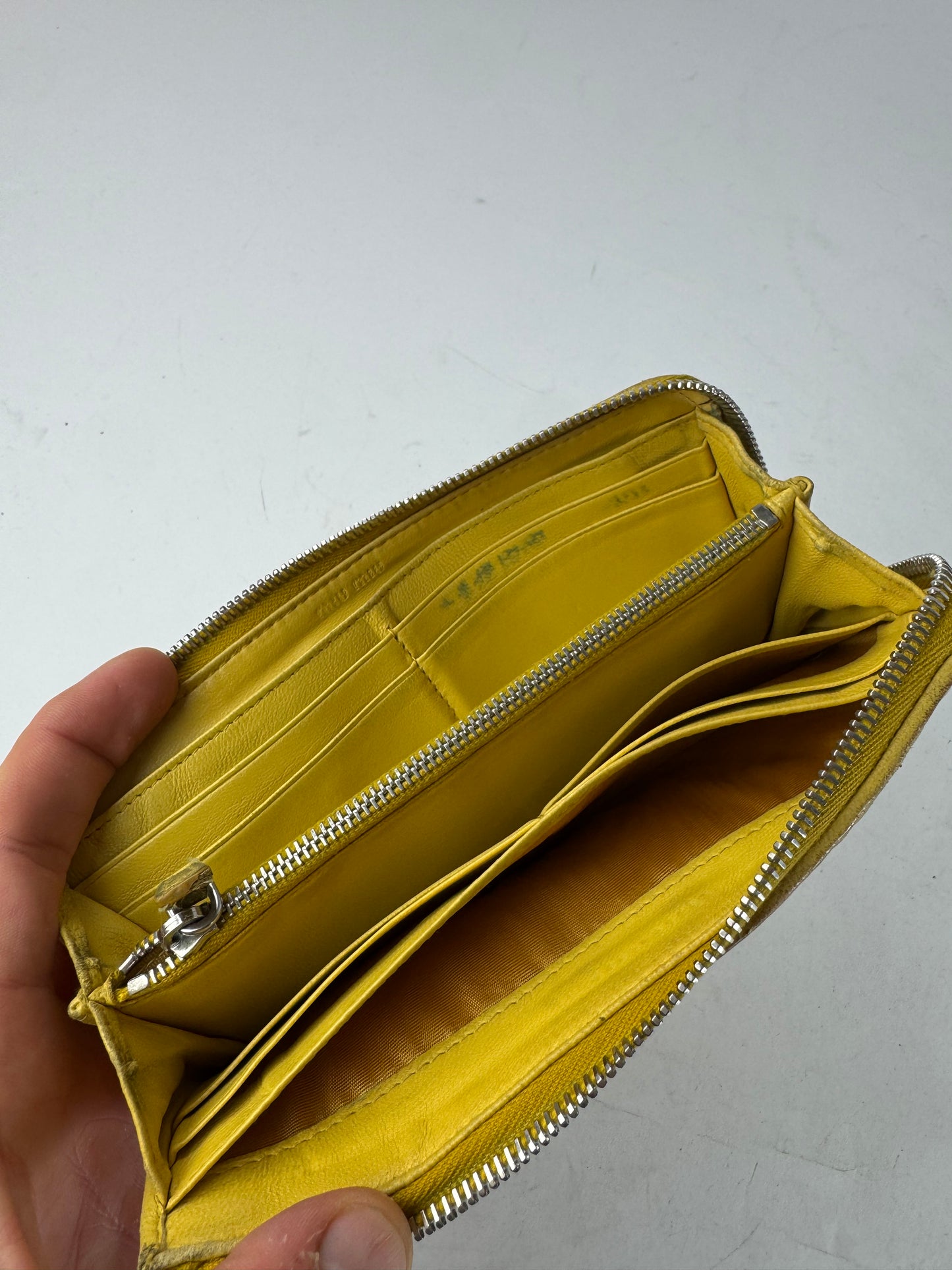 Vintage Miu Miu Metallasse Leather Wallet Yellow